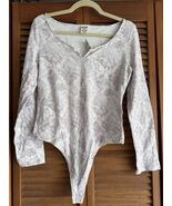 Victoria’s Secret PINK Bodysuit V Notch neck Top purple lilac snakeskin ... - $18.67