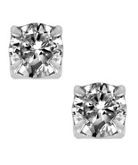 Round Cut Clear CZ Sterling Silver Set Magnetic Men Stud Earrings No Pie... - £7.46 GBP+