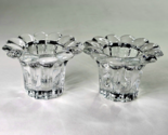 2 Vintage Bubble Flower Crystal Glass Taper Candle Holder 2in Tall 3&quot; Wi... - $19.99
