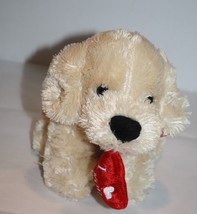 Kellytoy Valentines Dog 7&quot; Sits Beige Plush I Love You Puppy Heart Mouth... - $13.55