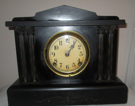 ANTIQUE ORIGINAL SESSIONS Mantle Clock Classical Pillar Wind Up Key Chim... - £96.55 GBP
