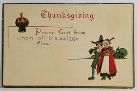 Thanksgiving Pilgrims Praise God from whom all blessings flow Postcard S15 - £3.89 GBP