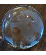 Raytheon Aircraft Clear Glass Etched 3&quot; World Globe Paperweight - $940.64 MXN