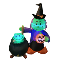 Witch Cauldron Airblown Inflatable Halloween 4.5 FT Frog Pumpkin Yard Decoration - £38.46 GBP