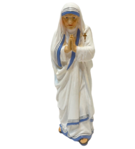 Vintage St Theresa Figurine Religious Spiritual Blue White 5.5&quot; Tall - £19.12 GBP