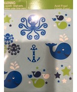 4 sheets of STICKERS blue WHALES OCEAN PREPPY WITH OCTOPUS ANCHORS AND S... - $3.49 CAD