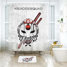 Suicide Squad Katana Shower Curtain Bath Mat Bathroom Waterproof Black And White - £18.37 GBP+