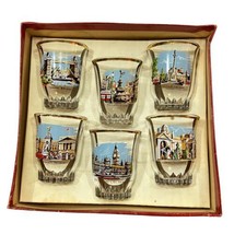 London Scenes Landmarks Drinking Set of Six Color Shot Glasses England Vintage - $15.85