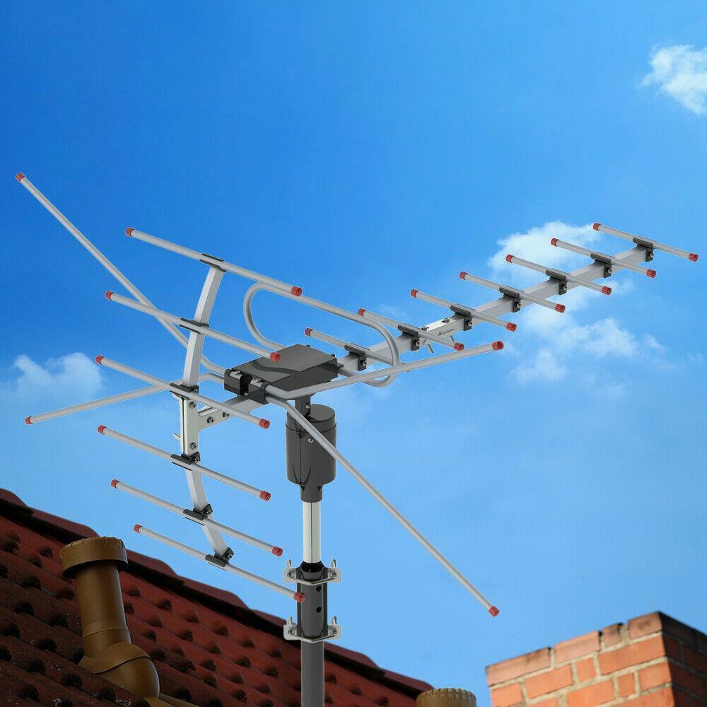 200Mile Outdoor TV Antenna Motorized Amplified HDTV 1080P 4K 22dB 360Rotation