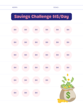 Savings Challenge 15$/Day - $1.99