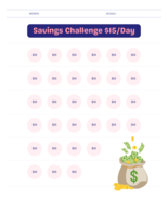 Savings Challenge 15$/Day - $2.75 CAD