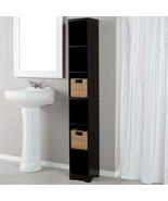 Slim Wood Storage Tower Cabinet or Baskets Bathroom Kitchen Dorm Apartme... - £19.65 GBP+