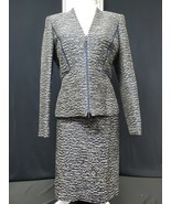 Lafayette 148 Skirt Suit Size 12 Blazer Size 10 New Delft Navy Blue Brocade - $7,413.61 MXN