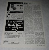 Pinball Machine Gun Smoke Stage Coach Cash Box Magazine Photo Vintage 1968 - $14.99