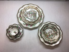 Vintage Coalport China Indian Summer Pattern 9 Piece Setting Plates Bowls Teacup - £142.96 GBP