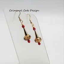 Gold Cone Earrings with Swarovski Crystal handmade image 3