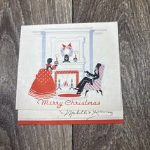 Vintage Folded Christmas Holiday Card “Merry Christmas” Man/Woman Fireplace - $5.59 CAD