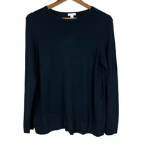 J Jill Sweater Womens Medium Black Long Sleeve Pullover Casual Knit Cott... - £19.96 GBP