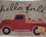 Set of 4 Same Tapestry Placemats,13&quot;x19&quot;, RED TRUCK WITH PUMPKINS, HELLO... - $19.79