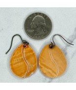 Orange Shell Seashell Teardrop Dangle Earrings Pierced Pair - £5.45 GBP