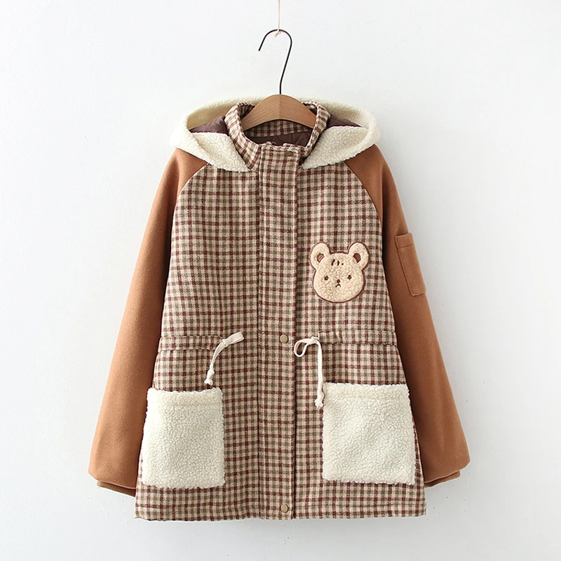 Winter Japanese Soft Girl Padded Coat  Harajuku Kawaii Fax  Lamb Jacket Teen Bro - £154.23 GBP