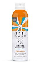 Bare Republic Mineral Sunscreen SPF 30 Sunblock Spray, Sheer and Non-Greasy Fini - £29.56 GBP