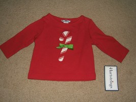 Hartstrings Baby Girls Dk Red Top W/CANDY Cane Sz 3-6 Mo (New) - £7.82 GBP