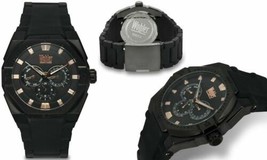 NEW Wohler 0348M Men&#39;s Reinhard Day/Date GMT Rose Gold Accent Black Rubber Watch - £40.94 GBP