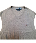 Polo Ralph Lauren Sweater Vest Mens XL Gray Pima Cotton Knit Pullover Po... - $32.83 CAD
