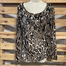 Anthropologie AZI Animal Print Sequined Long Sleeve Shirt Woman&#39;s Size L... - $376.73 MXN
