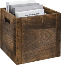 Wood Decorative Storage Cube Boxes With Handles, Rustic Brown, 11” X 11” X 11” - £31.96 GBP