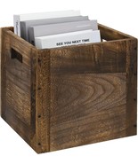 Wood Decorative Storage Cube Boxes With Handles, Rustic Brown, 11” X 11”... - £31.59 GBP