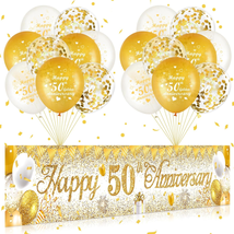 50Th Wedding Anniversary Decorations White Gold Happy 50Th Anniversary Yard Bann - £18.71 GBP