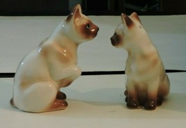 Vintage SALT AND PEPPER SHAKERS Porcelain Siamese Cats Standing Up - $19.75