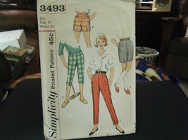 Simplicity 3493 Girl&#39;s Shorts, Capris &amp; Pants Pattern - Size 10 Waist 24 - £10.34 GBP