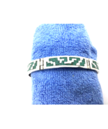 Heavy Mexican Sterling Turquoise Mosaic Inlaid  7” Bracelet 9.6 mm W Lin... - $1,373.36 MXN