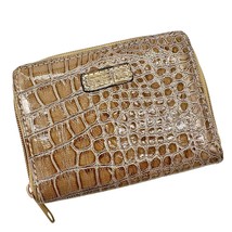 Rosetti Faux Crocodile Embossed Wallet Brown Multiple Compartments Zip Closure - $17.82