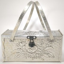 Hammered Metal Purse Handbag With Lotus Flower Design Vintage - £98.68 GBP