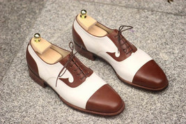  New Handmade Men Spectator Shoes, Men Brown white Tuxedo Dress Formal Shoes For - £113.88 GBP