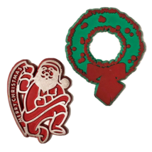 Christmas refrigerator magnets vintage rubber Wreath Santa Claus Merry Christmas - £11.38 GBP