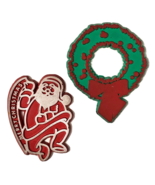 Christmas refrigerator magnets vintage rubber Wreath Santa Claus Merry C... - £11.31 GBP