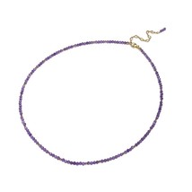 Lii Ji Natural Amethyst 14K Gold Filled Mini Necklace 40+5cm Natural Real Stone  - £38.84 GBP