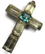Cross Charm Pendant Bling Bejeweled Patina Vintage - £7.77 GBP