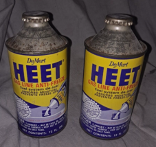 Vintage Lot Of 2 Heet Gas Line 12oz Automotive Cone Top Cans.    - $35.52