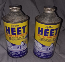 Vintage Lot Of 2 Heet Gas Line 12oz Automotive Cone Top Cans.    - £28.32 GBP