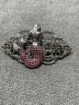 Silver Tone Ornate Mermaid Hair Clip Pink Rhinestones Fashion Jewelry KG - $14.84