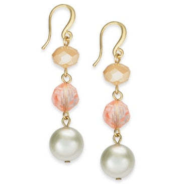 Primary image for Charter Club Gold Stone Imitation Pearl Linear Drop Earrings