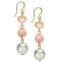 Charter Club Gold Stone Imitation Pearl Linear Drop Earrings - £8.67 GBP