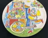Hand Painted Collectible Pottery Flower Cart Plate Multicolored 8&quot; - $11.39