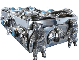 Jacob Troncosa San Felipe Pueblo Navajo Sterling Turquoise Table Box Bears - £2,093.40 GBP